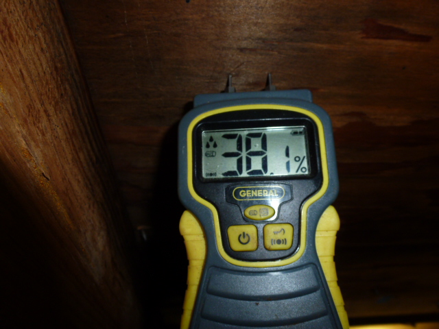 moisture meter reading in the roof decking.